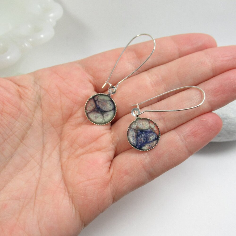 Hand painted lightweight kidney wire earrings